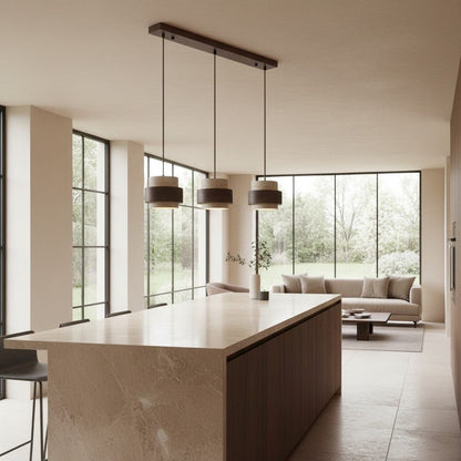 Elvora Pendant Light | Travertine Wood Cylinder Design