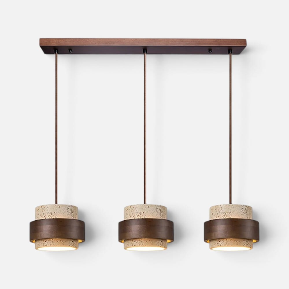 Elvora Pendant Light | Travertine Wood Cylinder Design