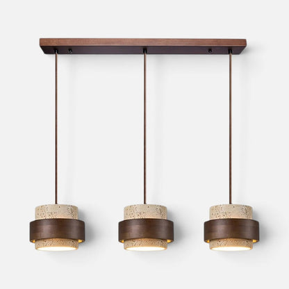 Elvora Pendant Light | Travertine Wood Cylinder Design
