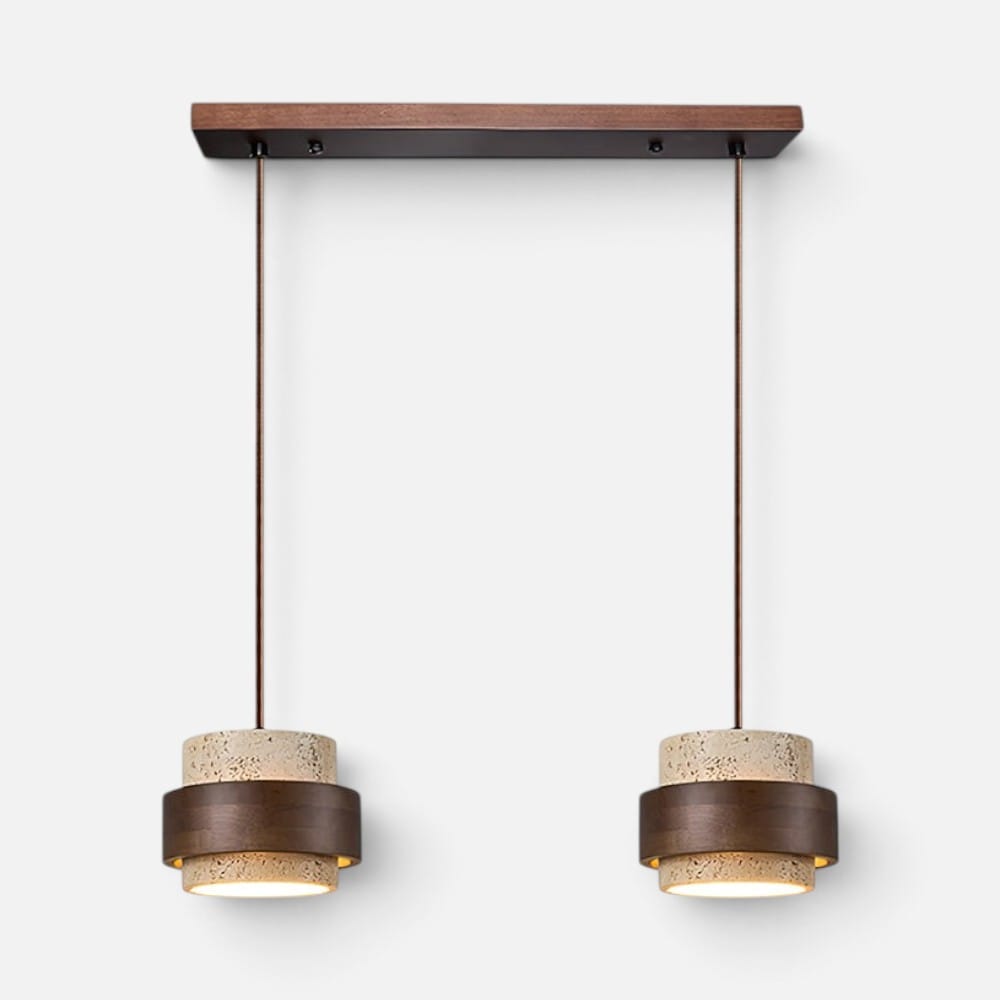 Elvora Pendant Light | Travertine Wood Cylinder Design
