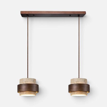 Elvora Pendant Light | Travertine Wood Cylinder Design