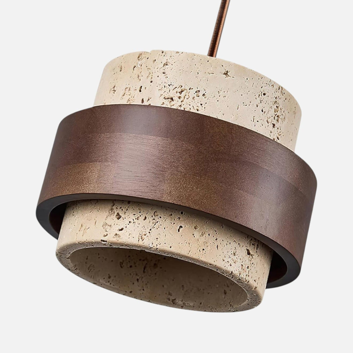 Elvora Pendant Light | Travertine Wood Cylinder Design