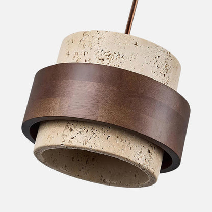 Elvora Pendant Light | Travertine Wood Cylinder Design