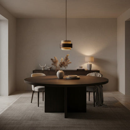 Elvora Pendant Light | Travertine Wood Cylinder Design