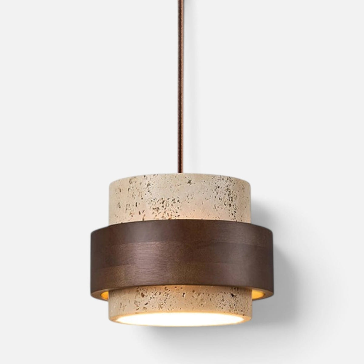 Elvora Pendant Light | Travertine Wood Cylinder Design