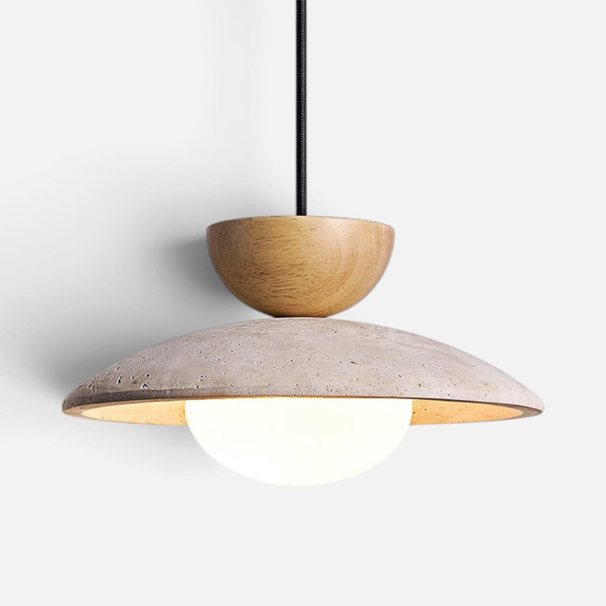 Elvora Pendant Light | Travertine Wood Dome Design