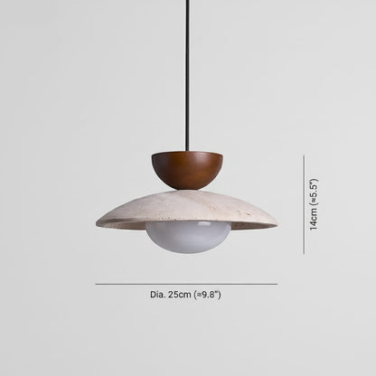 Elvora Pendant Light | Travertine Wood Dome Design