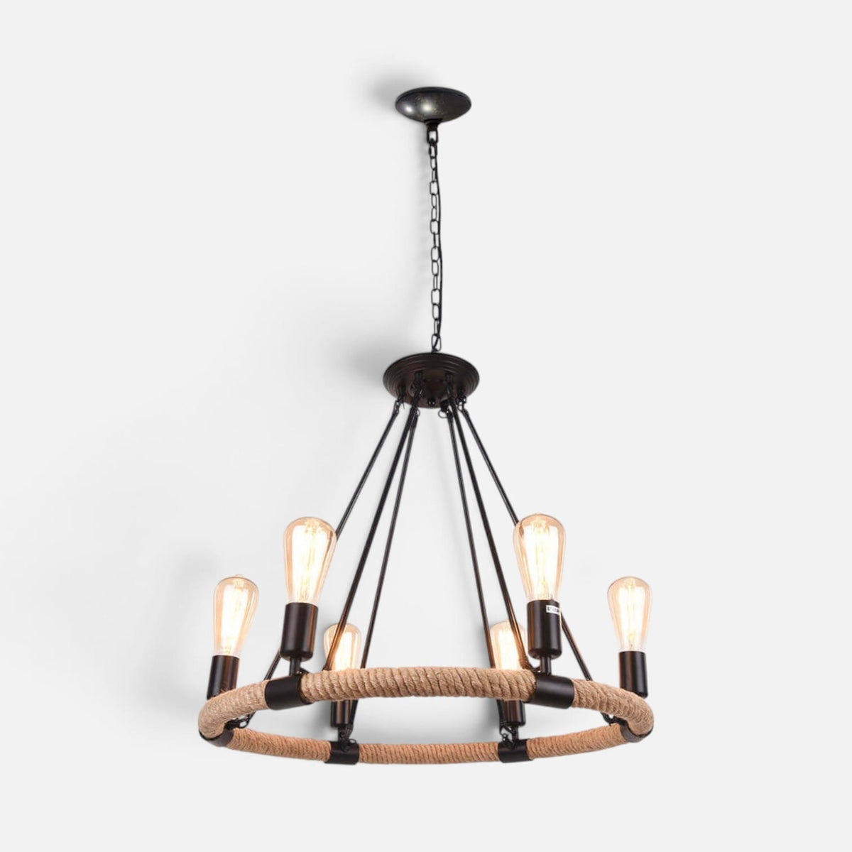 Elvora Pendant Light | Wagon Wheel Rope Chandelier