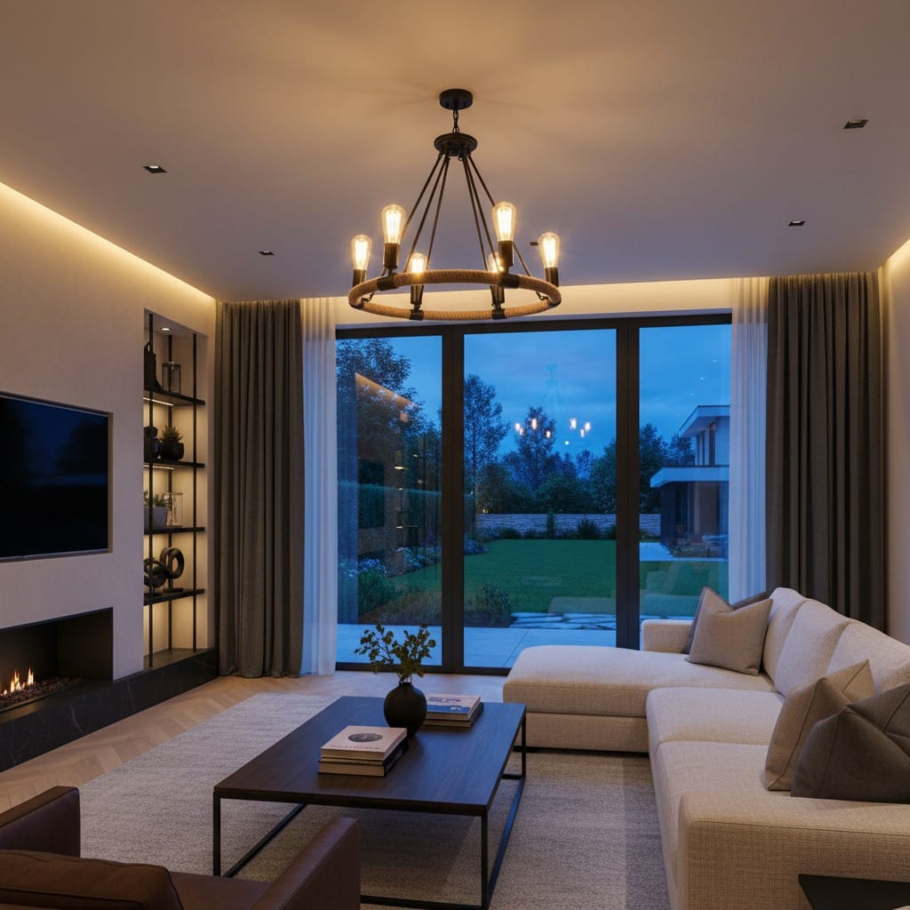 Elvora Pendant Light | Wagon Wheel Rope Chandelier