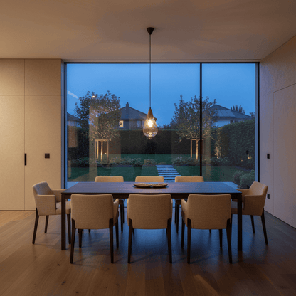 Elvora Pendant Light | Wood Cap Glass Teardrop Design