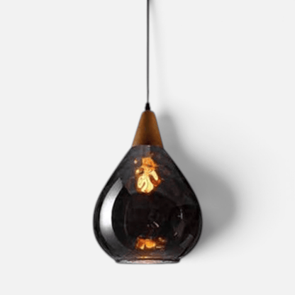 Elvora Pendant Light | Wood Cap Glass Teardrop Design