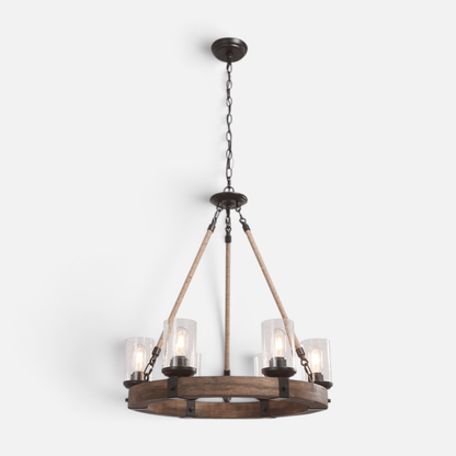 Elvora Pendant Light | Wood Ring Rope Chandelier