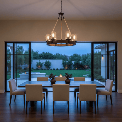 Elvora Pendant Light | Wood Ring Rope Chandelier
