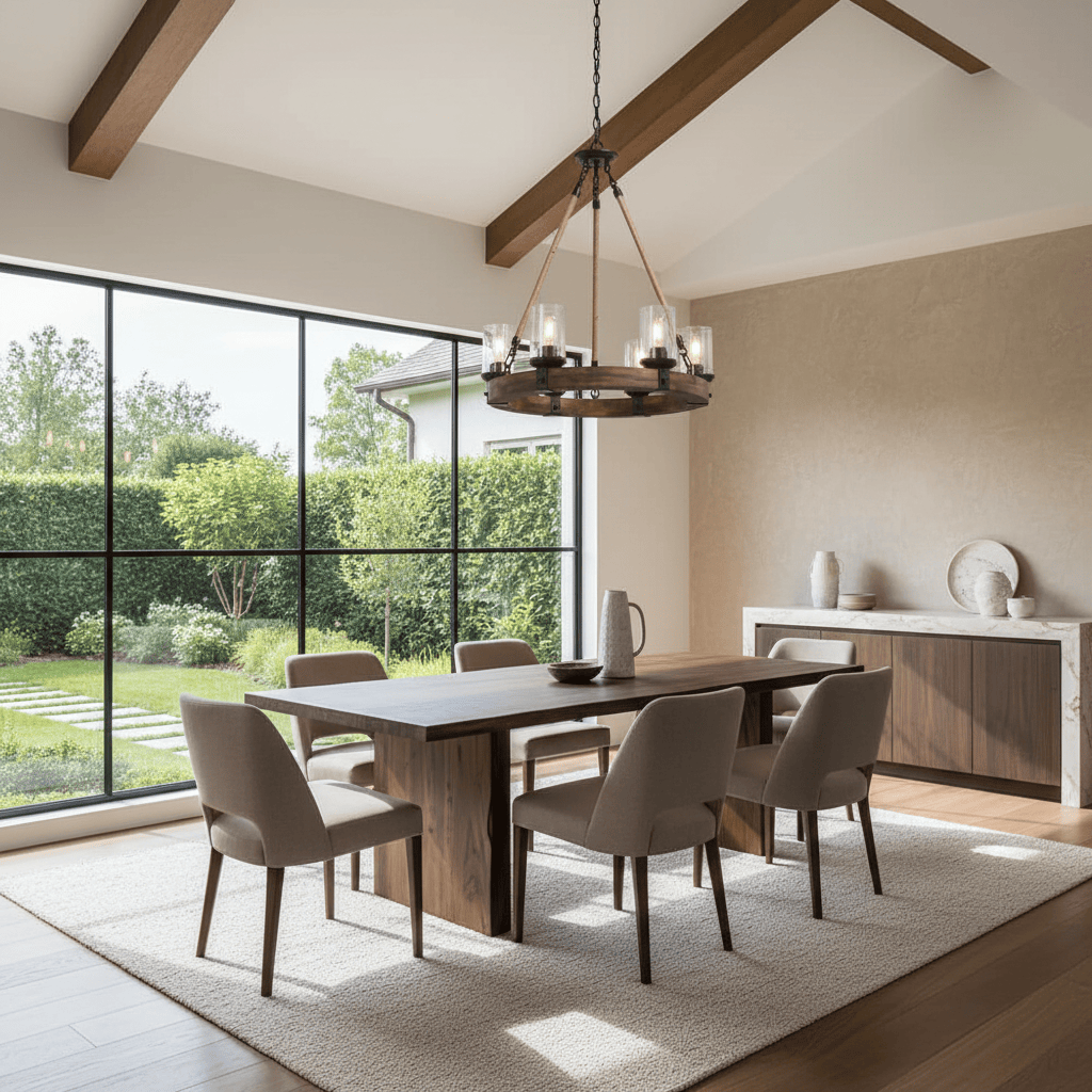 Elvora Pendant Light | Wood Ring Rope Chandelier