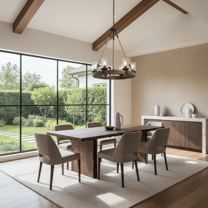Elvora Pendant Light | Wood Ring Rope Chandelier