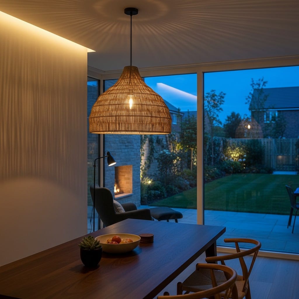 Elvora Pendant Light | Woven Wicker Bell Shade