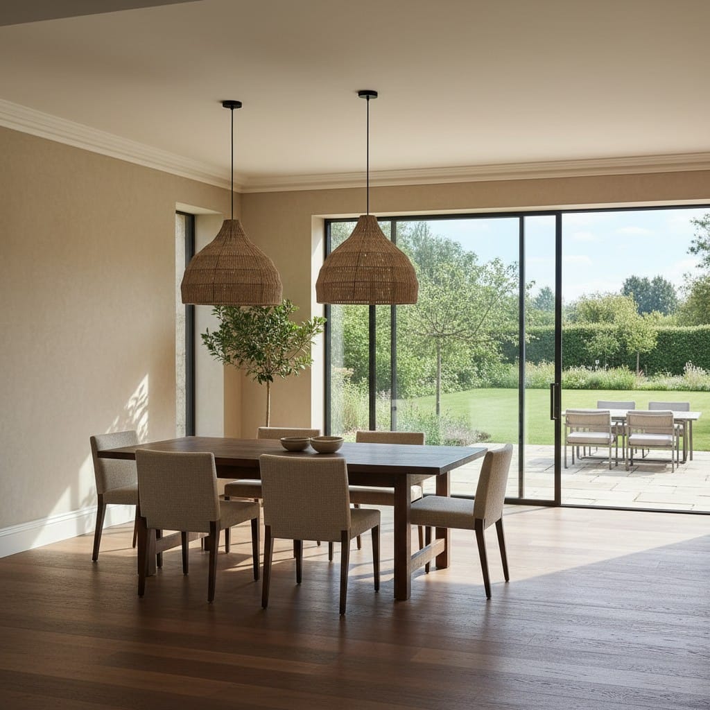 Elvora Pendant Light | Woven Wicker Bell Shade