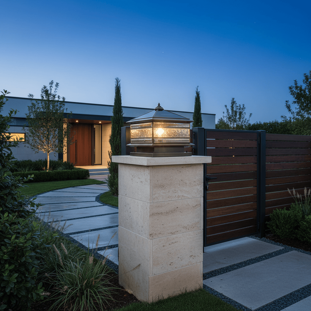 Elvora Pillar Light | Pyramid Roof Glass Design