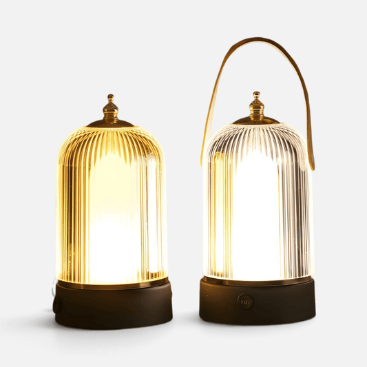 Elvora Table Lamp | Ribbed Glass Lantern Design