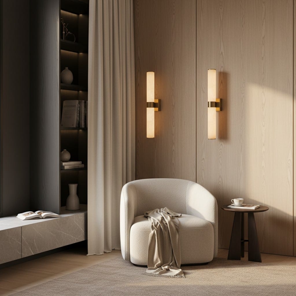Elvora Wall Light | Alabaster Cylinder LED Design
