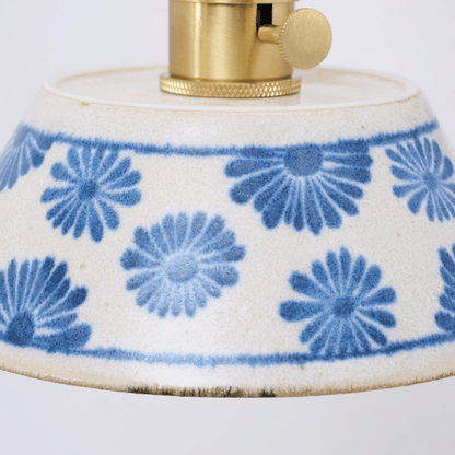 Elvora Wall Light | Indigo Ceramic Floral Brass Design