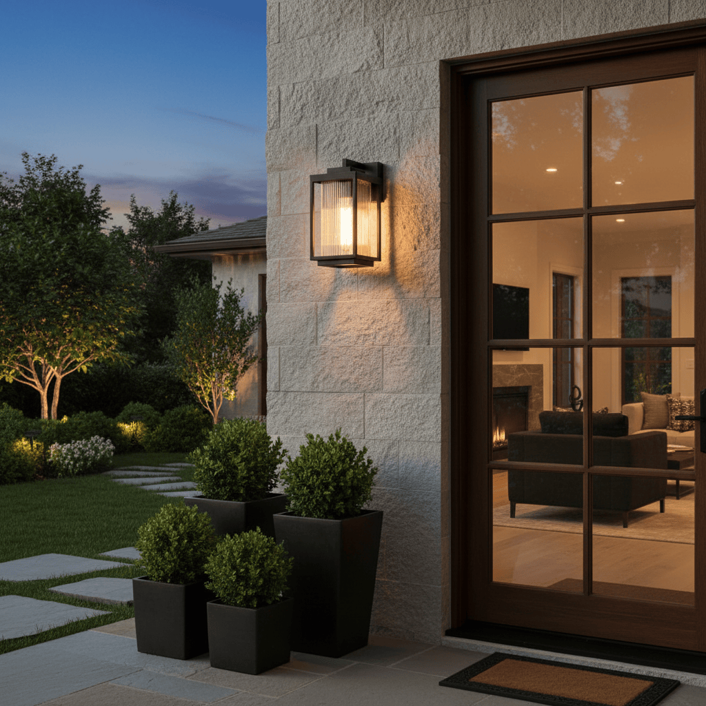 Elvora Wall Light | Ribbed Glass Lantern Design
