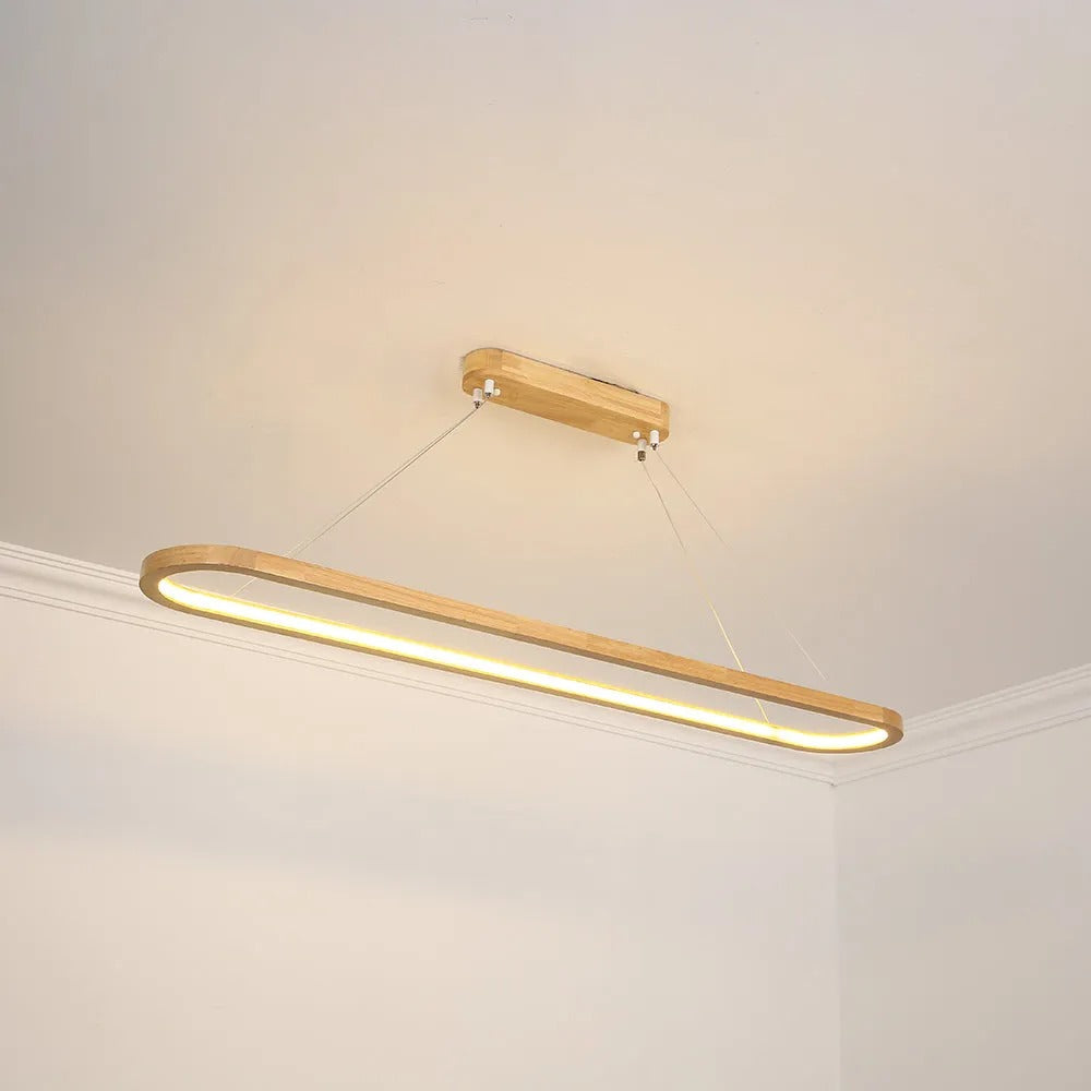 Pendant Light | Oval Wooden LED Bar Design