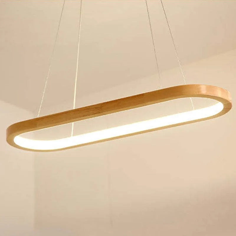 Pendant Light | Oval Wooden LED Bar Design