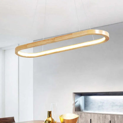 Pendant Light | Oval Wooden LED Bar Design