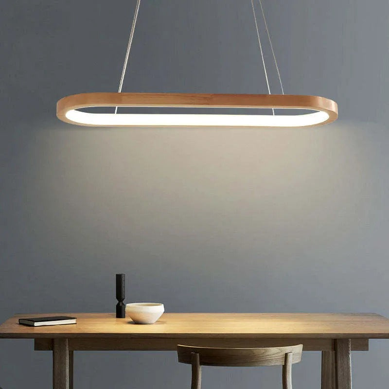Pendant Light | Oval Wooden LED Bar Design