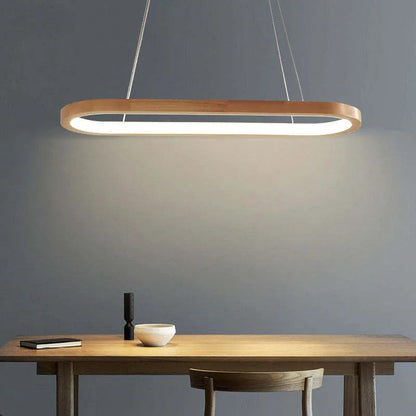 Pendant Light | Oval Wooden LED Bar Design