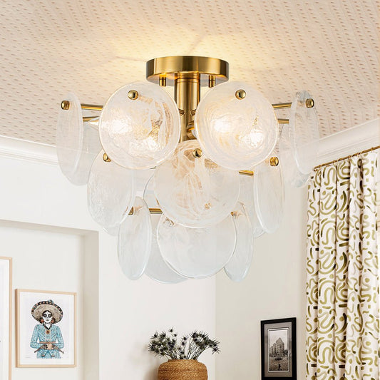 Ceiling Light | Frosted Glass Petal Chandelier