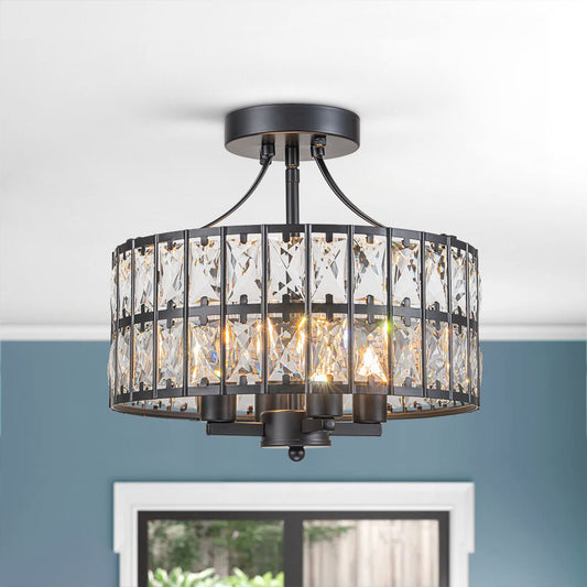 Ceiling Light | Crystal Drum Shade Design