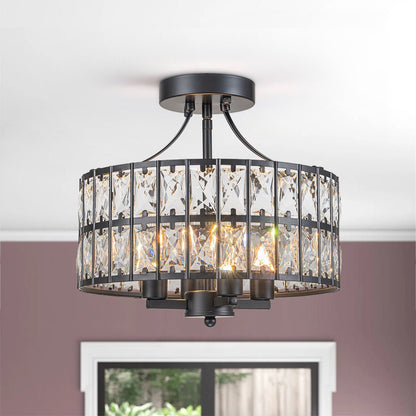 Ceiling Light | Crystal Drum Shade Design