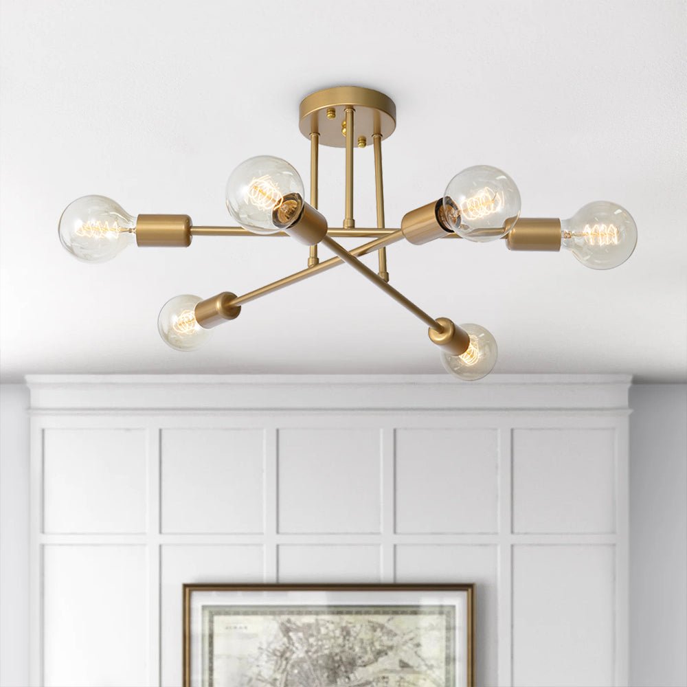 Ceiling Light | Sputnik Brass Semi Flush Design
