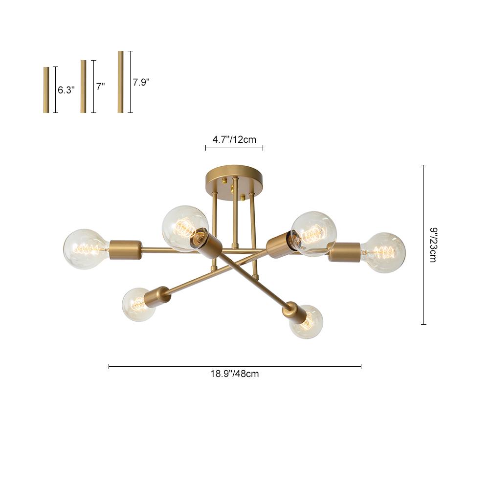 Ceiling Light | Sputnik Brass Semi Flush Design