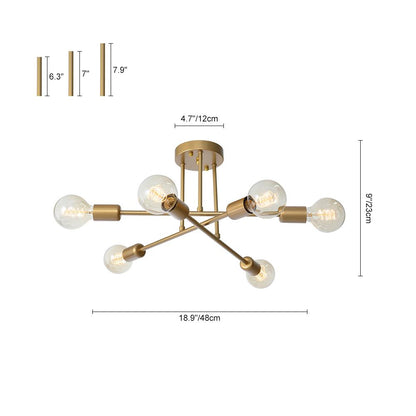 Ceiling Light | Sputnik Brass Semi Flush Design