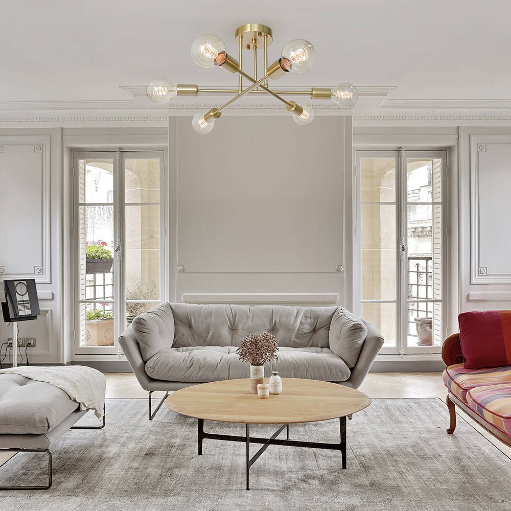 Ceiling Light | Sputnik Brass Semi Flush Design