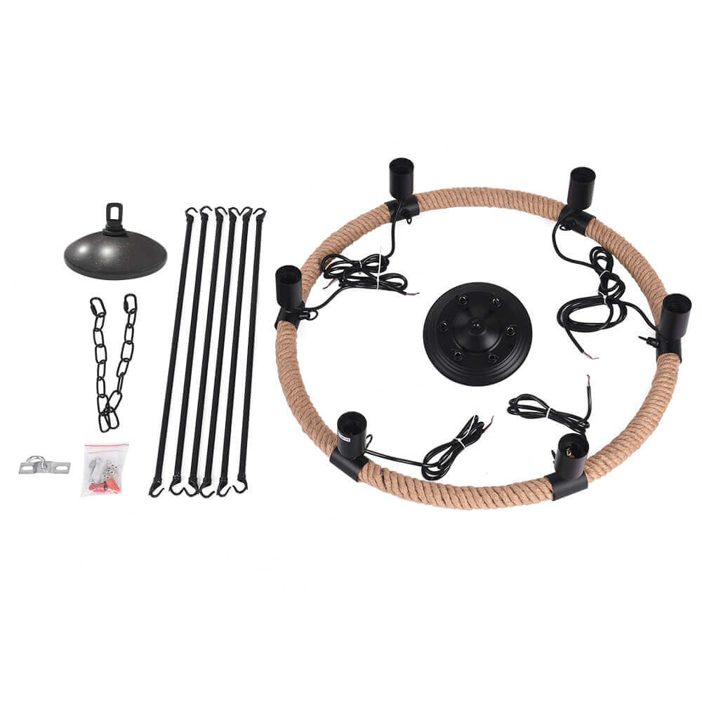 Pendant Light | Wagon Wheel Rope Chandelier