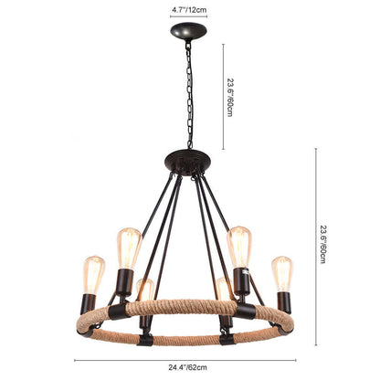 Pendant Light | Wagon Wheel Rope Chandelier