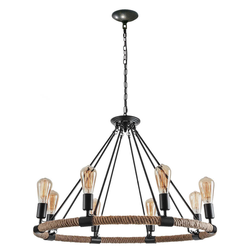 Pendant Light | Wagon Wheel Rope Chandelier