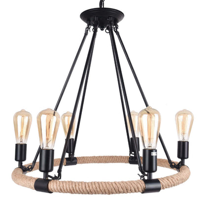 Pendant Light | Wagon Wheel Rope Chandelier