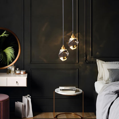 Pendant Light | Crystal Cluster Brass Design