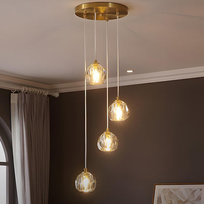 Pendant Light | Crystal Cluster Brass Design