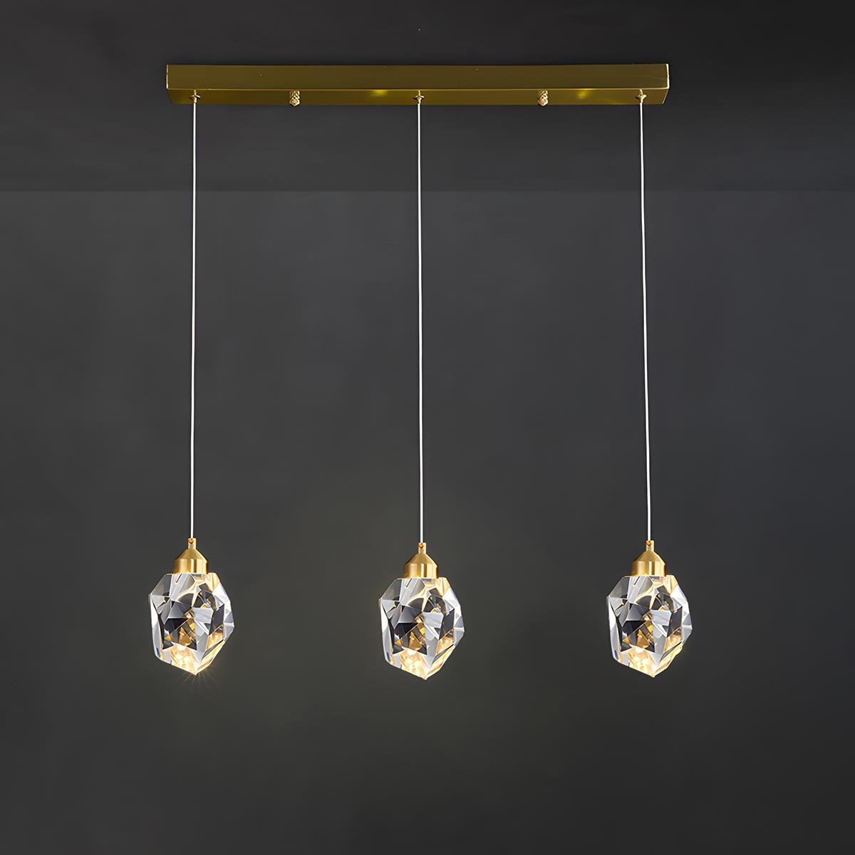 Pendant Light | Crystal Cluster Brass Design