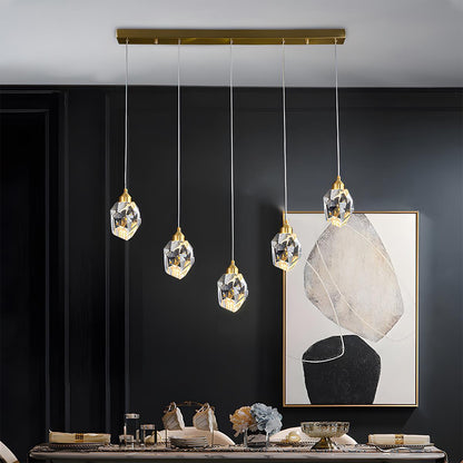 Pendant Light | Crystal Cluster Brass Design