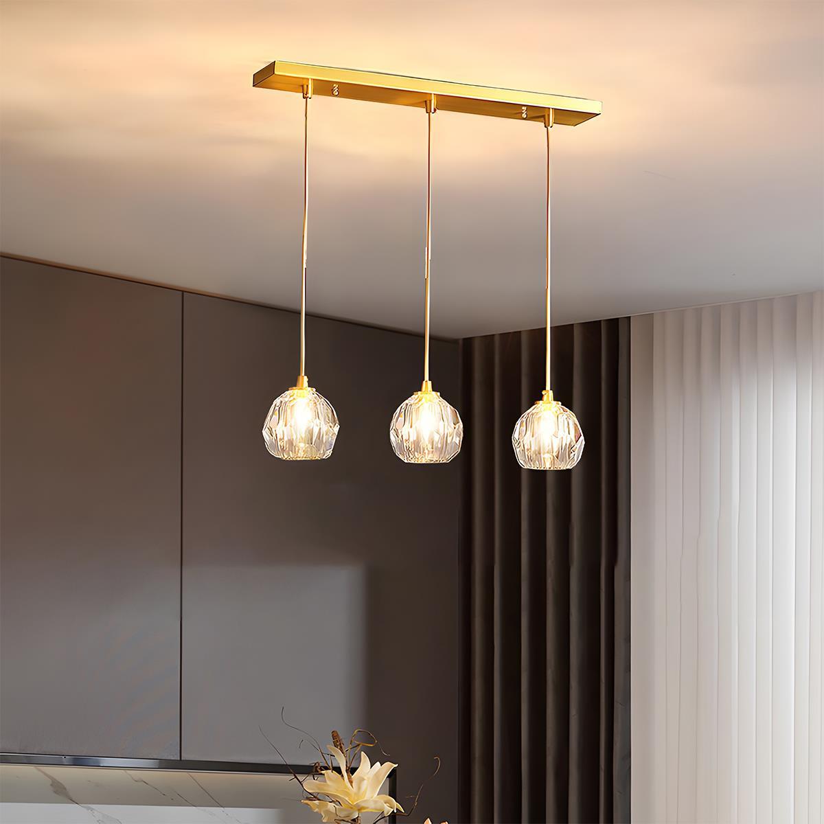 Pendant Light | Crystal Cluster Brass Design