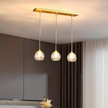 Pendant Light | Crystal Cluster Brass Design