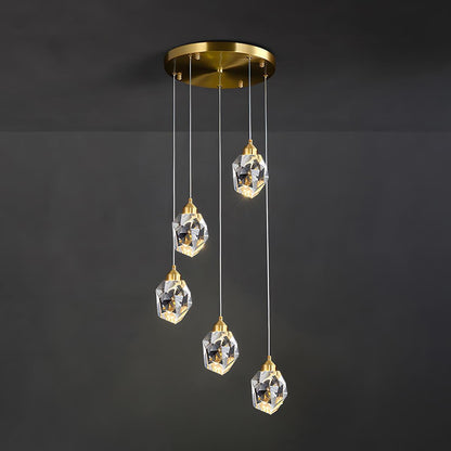 Pendant Light | Crystal Cluster Brass Design