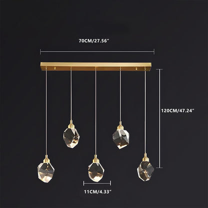 Pendant Light | Crystal Cluster Brass Design